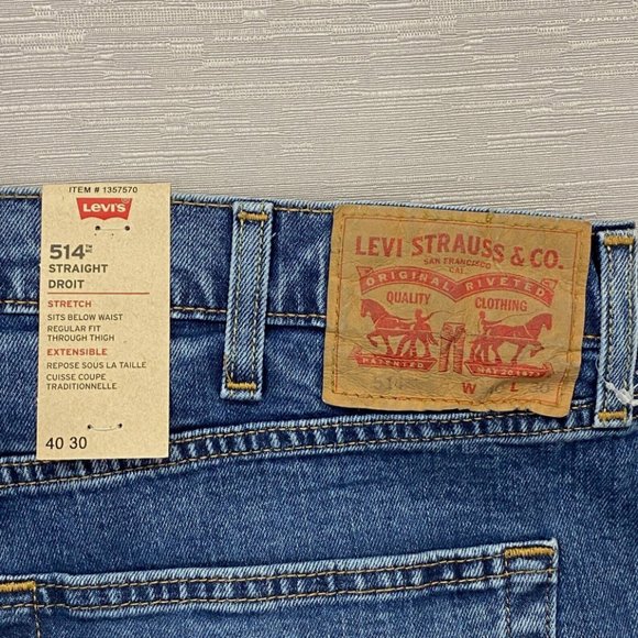 Levi's 514 Straight Leg Jeans Men's 40 x 30 Regular Fit Medium Wash Denim - Picture 4 of 10